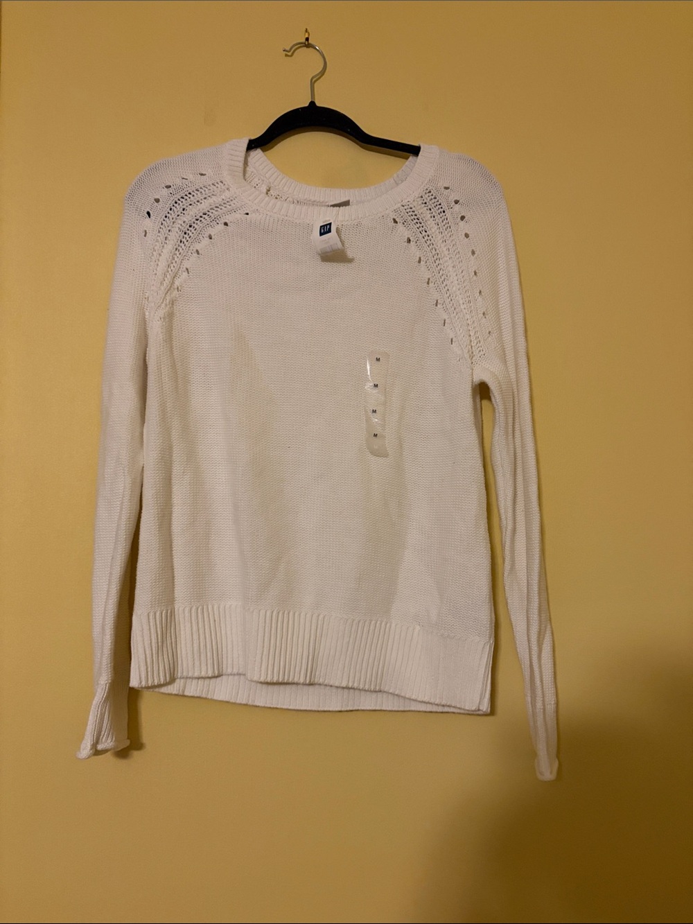 GAP Cream Open-Knit Crewneck Sweater